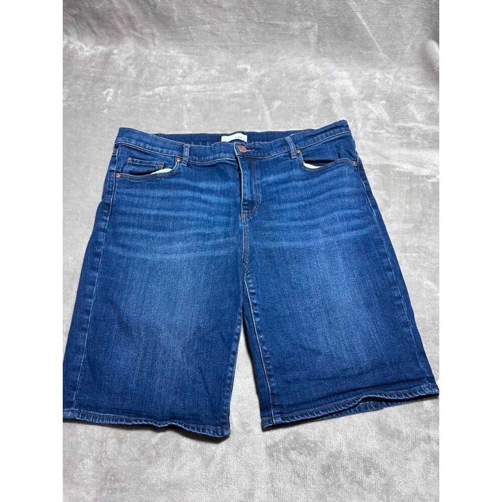 Loft Bermuda Jean Shorts Women Size 32 Dark Wash Denim